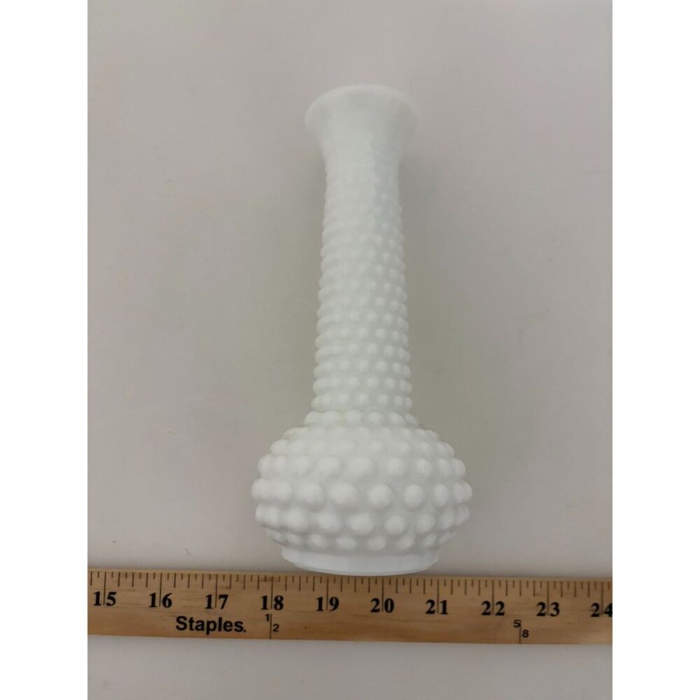 Vtg. E.O. Brody CO. white milk glass hobnail bud vase